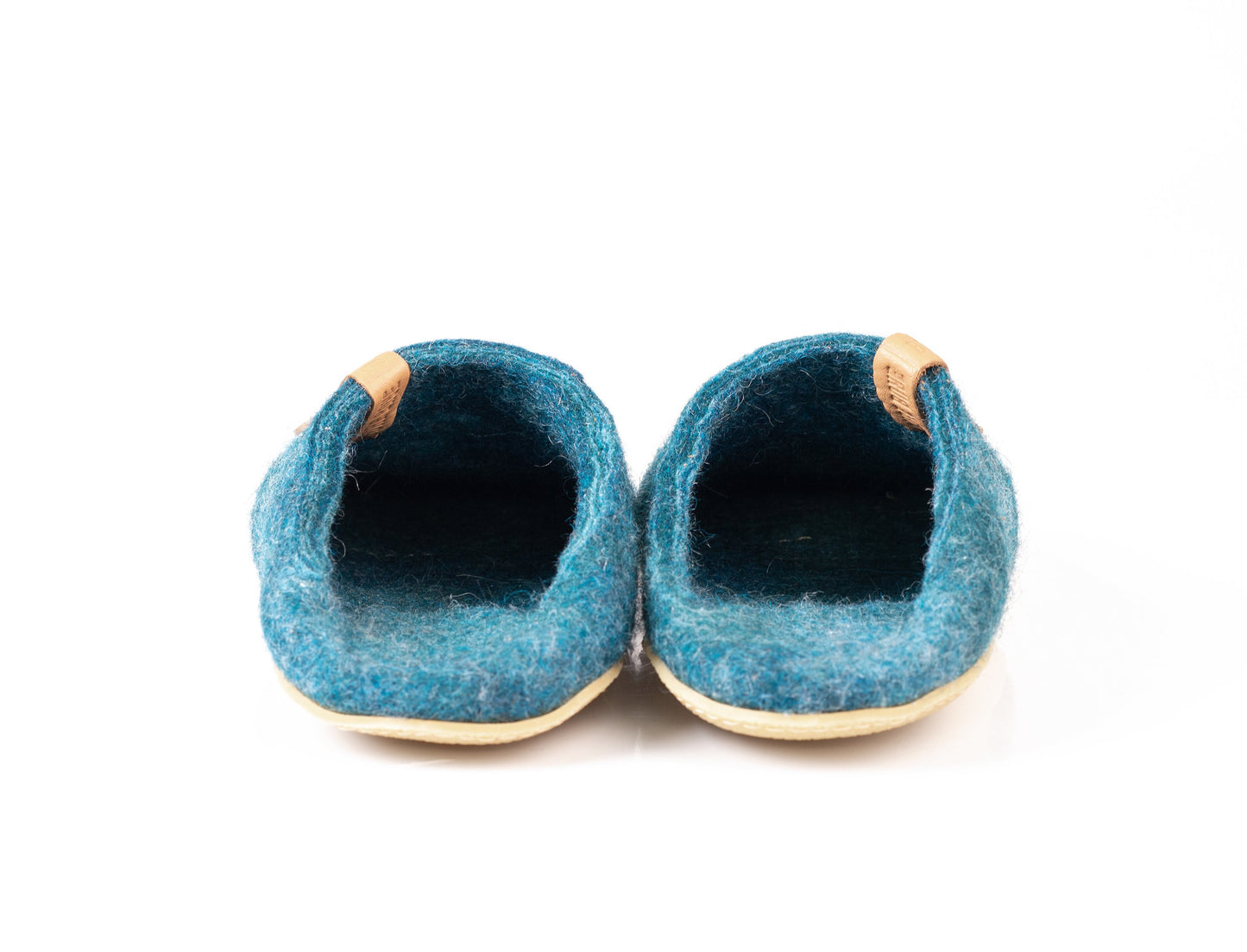 The back of the backless felted wool slippers for women